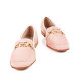 Women ballerinas in pink pony hair leather