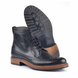 1164 Ettore Boot Brogue Calfskin Leather Black