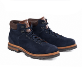 Men's Navy Blue Suede Lace-Up Boots with Lug Sole