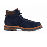 Men's Navy Blue Suede Lace-Up Boots with Lug Sole
