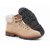 Men's Sand Suede Lace-Up Boots with Shearling Collar