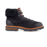 Men's Black Suede Lace-Up Boots with Shearling Collar