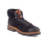 Men's Black Suede Lace-Up Boots with Shearling Collar