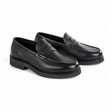 Men's Black Deerskin Goodyear Welted Penny Loafers