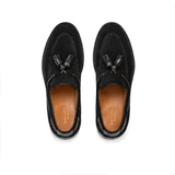 Men's Black Suede Goodyear Welted Tassel Loafers