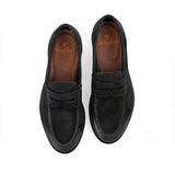 Men's Black Suede Goodyear Welted Tassel Loafers with Hand-Waxed Details