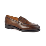 Men's Chocolate Brown Leather Goodyear Welted Tassel Loafers with Hand-Waxed Details