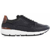 Men's Sneakers in Black Woven calf and suede