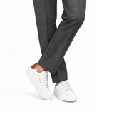 Men's White Leather Sneakers with Cognac Heel Tab