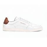 Men's White Leather Sneakers with Cognac Heel Tab