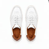 Men's White Leather Sneakers with Cognac Heel Tab