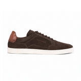 Men's Dark Brown Suede Sneakers with Cognac Heel Tab