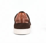 Men's Dark Brown Suede Sneakers with Cognac Heel Tab