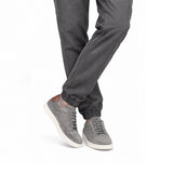 Men's Grey Suede Sneakers with Cognac Heel Tab