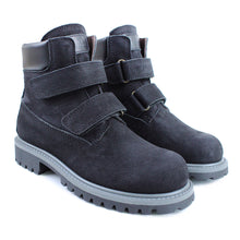 Load image into Gallery viewer, Mountain Boots in black calf leather with velcro
