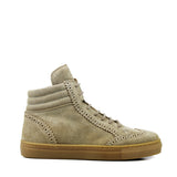 High-top Sneaker in Beige Suede Leather