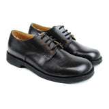 Derby in Black Calfskin Leather and Rubber Sole