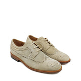 Brogue Shoes in Sand Suede Leather