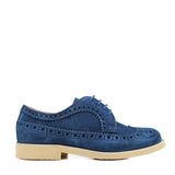 Brogue Shoes in Navy Suede Leather