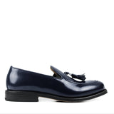 Moccasins in Blue Calfskin Leather Goodyear Welt for Kids