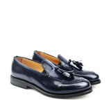 Moccasins in Blue Calfskin Leather Goodyear Welt for Kids