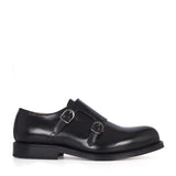 Goodyear Welted Double Monk Strap in Black Calfskin Leather