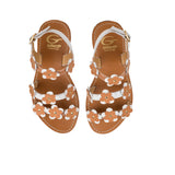 Sandals in calfskin leather with leather flowers on top