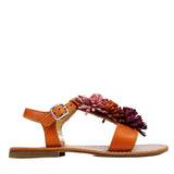 Sandals in foxy leather with multicolor suede fringes on top