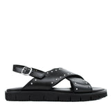X-Cross sandals in black leather with back strap and studs
