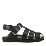 Sandals in black calfskin leather