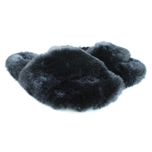Load image into Gallery viewer, Black fluffy sliders
