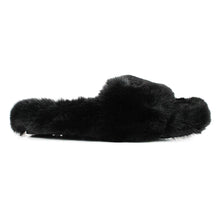 Load image into Gallery viewer, Black fluffy sliders
