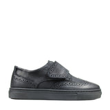 Low-top Brogue Sneakers in Black Calfskin Leather