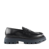 Penny Loafers in Black Calfskin Leather with High Sole