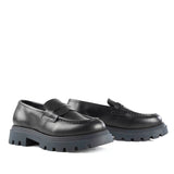 Penny Loafers in Black Calfskin Leather with High Sole