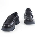 Penny Loafers in Black Calfskin Leather with High Sole