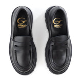 Penny Loafers in Black Calfskin Leather with High Sole
