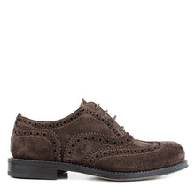 Load image into Gallery viewer, Brogue Derby in brown velour
