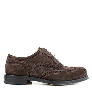 Brogue Derby in brown velour