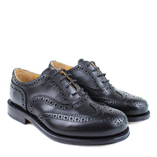 Load image into Gallery viewer, Brogue Derby in calf black leather
