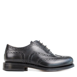 Brogue Derby in calf black leather