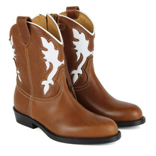 Load image into Gallery viewer, Texan Boots in tan leather and white details
