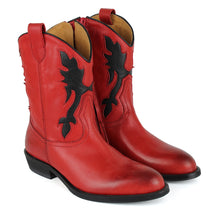 Load image into Gallery viewer, Red Texan boots and black details
