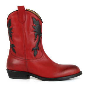 Red Texan boots and black details