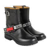 Biker in Black Calfskin Leather with Logo