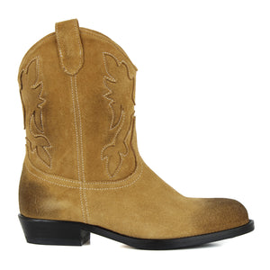 Texan boots in tan velour