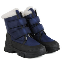 Load image into Gallery viewer, Mountain Boots in black rubber and blu technical materials with velcro
