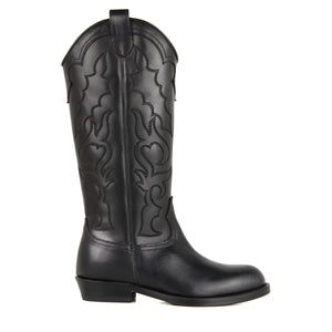 High Top Texan Boots in black calf