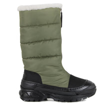 Load image into Gallery viewer, Mountain boots in black rubber and khaki technical materials with warm lining
