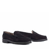 Loafers in Black Suede Leather and Sheepskin Lining